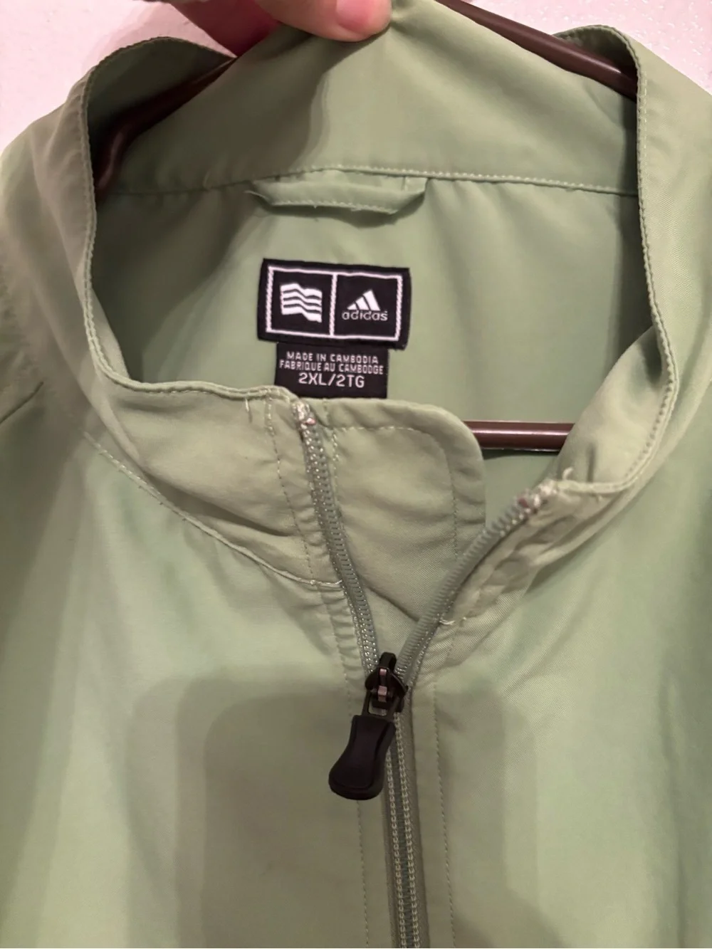 adidas vintage  Sage Green Quarter-Zip Jacket windbreaker 2XL